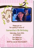 Monkey Girl - Photo Birthday Party Invitations