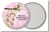 Monkey Girl - Personalized Birthday Party Pocket Mirror Favors