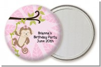 Monkey Girl - Personalized Birthday Party Pocket Mirror Favors