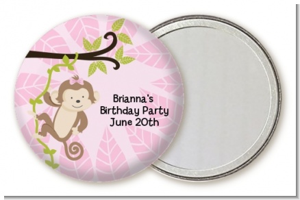 Monkey Girl - Personalized Birthday Party Pocket Mirror Favors