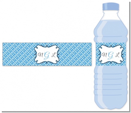 Modern Thatch Blue - Personalized Everyday Party Water Bottle Labels