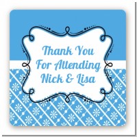 Modern Thatch Blue - Personalized Everyday Party Square Sticker Labels