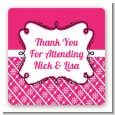 Modern Thatch Fuschia - Personalized Everyday Party Square Sticker Labels thumbnail