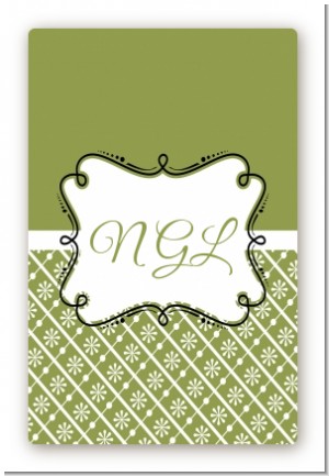 Modern Thatch Green - Personalized Everyday Party Large Rectangle Sticker/Labels