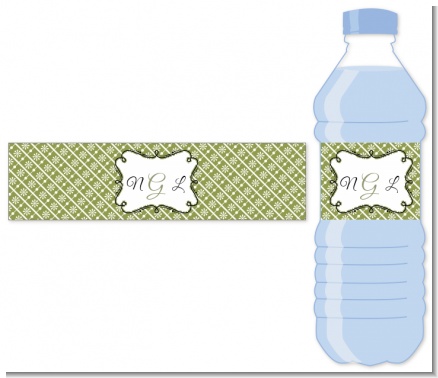 Modern Thatch Green - Personalized Everyday Party Water Bottle Labels