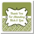 Modern Thatch Green - Personalized Everyday Party Square Sticker Labels thumbnail
