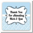 Modern Thatch Light Blue - Personalized Everyday Party Square Sticker Labels thumbnail