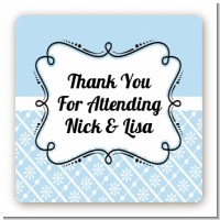 Modern Thatch Light Blue - Personalized Everyday Party Square Sticker Labels