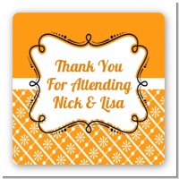 Modern Thatch Orange - Personalized Everyday Party Square Sticker Labels