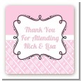 Modern Thatch Pink - Personalized Everyday Party Square Sticker Labels thumbnail