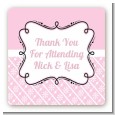Modern Thatch Pink - Personalized Everyday Party Square Sticker Labels thumbnail