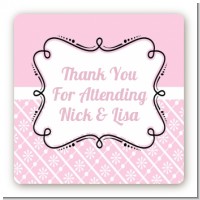 Modern Thatch Pink - Personalized Everyday Party Square Sticker Labels