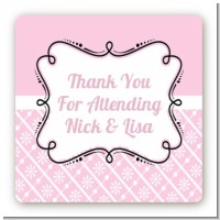 Modern Thatch Pink - Personalized Everyday Party Square Sticker Labels