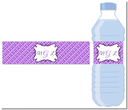 Modern Thatch Purple - Personalized Everyday Party Water Bottle Labels