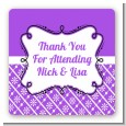Modern Thatch Purple - Personalized Everyday Party Square Sticker Labels thumbnail