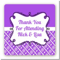 Modern Thatch Purple - Personalized Everyday Party Square Sticker Labels