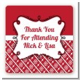 Modern Thatch Red - Personalized Everyday Party Square Sticker Labels thumbnail