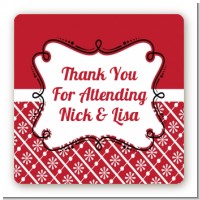 Modern Thatch Red - Personalized Everyday Party Square Sticker Labels