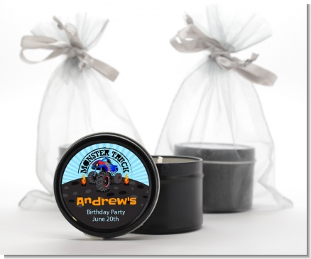Monster Truck - Birthday Party Black Candle Tin Favors