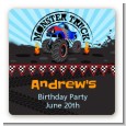 Monster Truck - Square Personalized Birthday Party Sticker Labels thumbnail