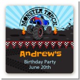 Monster Truck - Square Personalized Birthday Party Sticker Labels