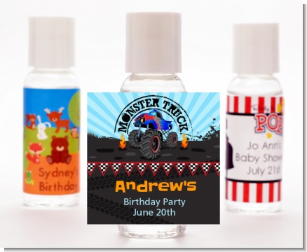 Monster Truck - Personalized Birthday Party Hand Sanitizers Favors