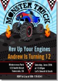 Monster Truck - Birthday Party Invitations