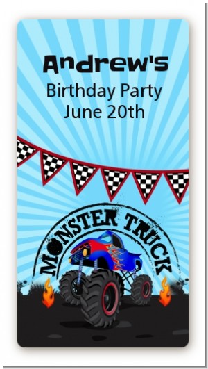 Monster Truck - Custom Rectangle Birthday Party Sticker/Labels