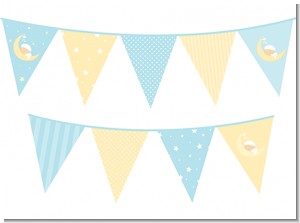 Over The Moon Boy - Baby Shower Themed Pennant Set