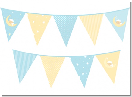 Over The Moon Boy - Baby Shower Themed Pennant Set