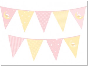 Over The Moon Girl - Baby Shower Themed Pennant Set