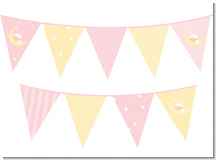 Over The Moon Girl - Baby Shower Themed Pennant Set