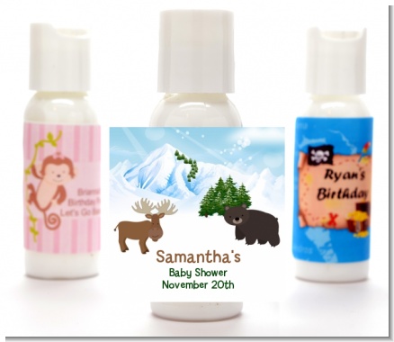 Moose and Bear - Personalized Baby Shower Lotion Favors