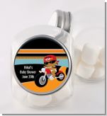 Motorcycle African American Baby Boy - Personalized Baby Shower Candy Jar