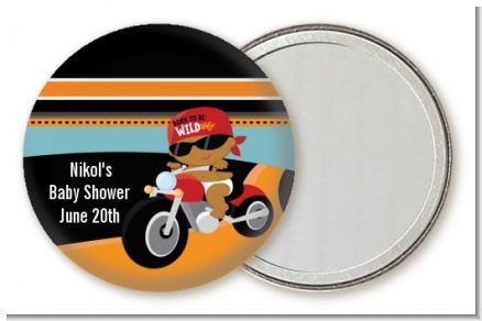 Motorcycle African American Baby Boy - Personalized Baby Shower Pocket Mirror Favors