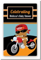 Motorcycle African American Baby Boy - Custom Large Rectangle Baby Shower Sticker/Labels