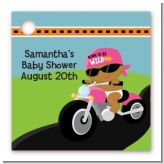Motorcycle African American Baby Girl - Personalized Baby Shower Card Stock Favor Tags
