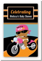 Motorcycle African American Baby Girl - Custom Large Rectangle Baby Shower Sticker/Labels