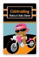Motorcycle African American Baby Girl - Custom Large Rectangle Baby Shower Sticker/Labels thumbnail