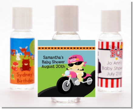 Motorcycle Baby Girl - Personalized Baby Shower Hand Sanitizers Favors