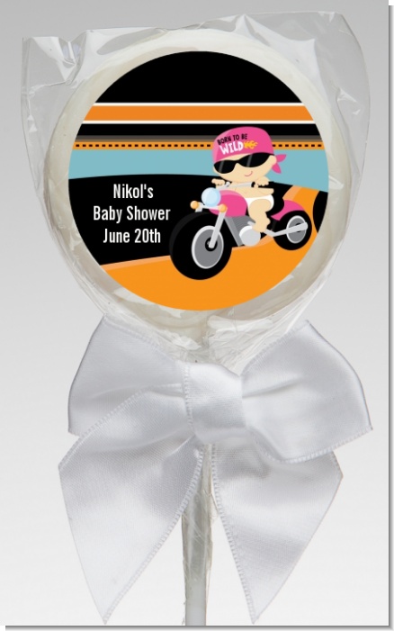 Motorcycle Baby Girl - Personalized Baby Shower Lollipop Favors