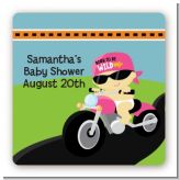 Motorcycle Baby Girl - Square Personalized Baby Shower Sticker Labels Motorcycle Baby Girl - Square Personalized Baby Shower Sticker Labels
