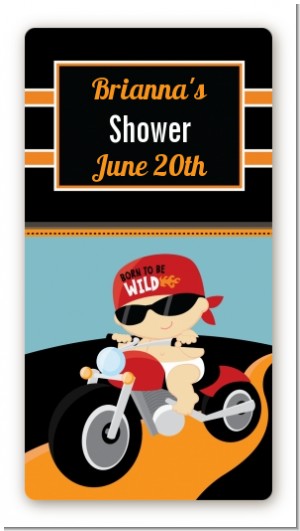 Motorcycle Baby - Custom Rectangle Baby Shower Sticker/Labels