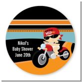 Motorcycle Baby - Round Personalized Baby Shower Sticker Labels Motorcycle Baby - Round Personalized Baby Shower Sticker Labels