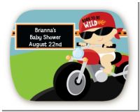 Motorcycle Baby - Personalized Baby Shower Rounded Corner Stickers