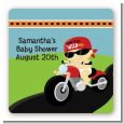 Motorcycle Baby - Square Personalized Baby Shower Sticker Labels thumbnail