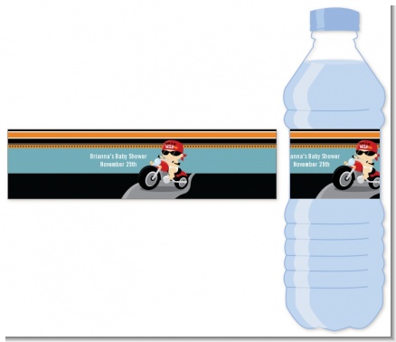 Motorcycle Baby - Personalized Baby Shower Water Bottle Labels