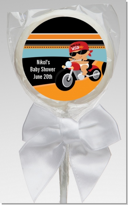 Motorcycle Hispanic Baby Boy - Personalized Baby Shower Lollipop Favors