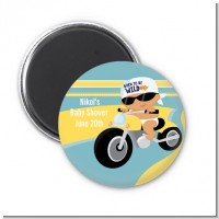 Motorcycle Hispanic Baby Boy - Personalized Baby Shower Magnet Favors