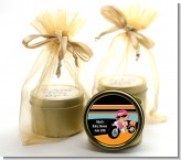 Motorcycle Hispanic Baby Girl - Baby Shower Gold Tin Candle Favors